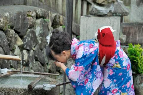 A geisha drinking Foto stock