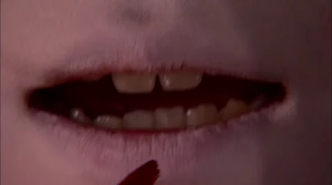 Geisha having red lipstick applied Video stock 54763798