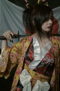 Geisha with katana Stock Photos