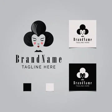 Geisha rummy logo design vector illustration Stock Illustration