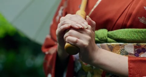 Geisha with an umbrella Stock Footage 312012810