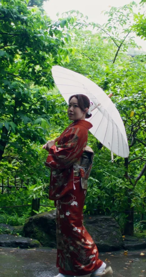 Geisha with an umbrella Stock Footage 313290214