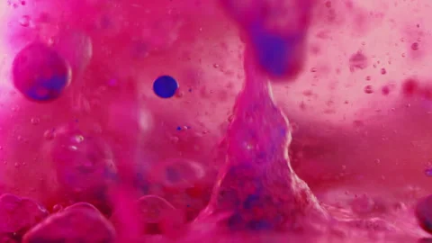Gel fluid splash paint bubble pink blue droplet Video stock 254979089