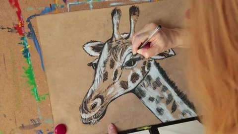 Gel pen drawing. close up hand. Stock Footage 162490159