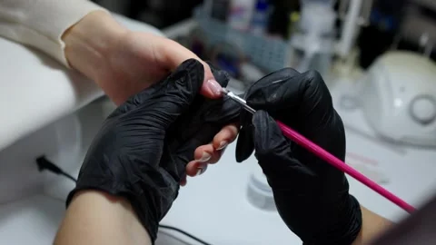 Gel Polish Application Close-Up Stock Footage 260440913