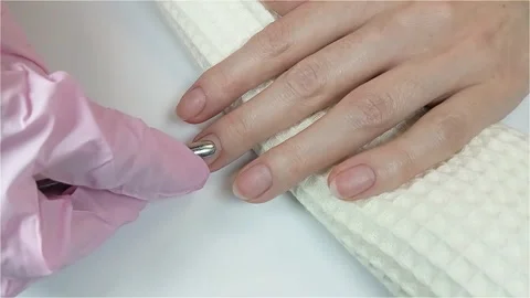 Gel polish manicure step-by-step video tutorial Stockbeeldmateriaal 276360142