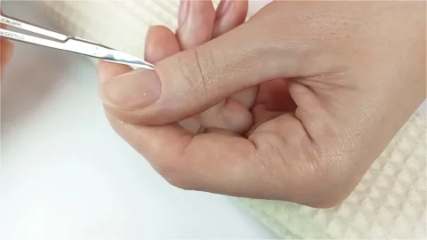 Gel polish manicure step-by-step video tutorial Stock Footage 276360353