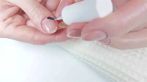 Gel polish manicure step-by-step video tutorial 스톡 동영상 276361246