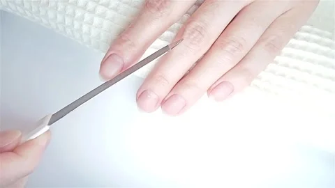 Gel polish manicure step-by-step video tutorial. Nails filling Stock Footage 277357986