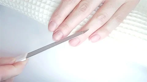 Gel polish manicure step-by-step video tutorial. Nails filling Stock Footage 277358008