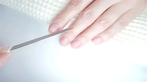 Gel polish manicure step-by-step video tutorial. Nails filling Stock Footage 277358016
