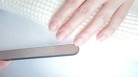 Gel polish manicure step-by-step video tutorial. Nails filling Stock Footage 277358256