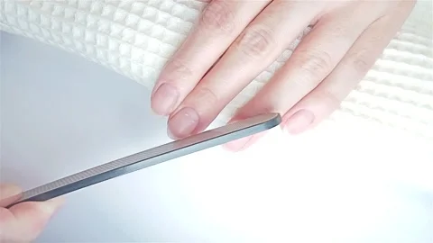 Gel polish manicure step-by-step video tutorial. Nails filling Stock Footage 277358490