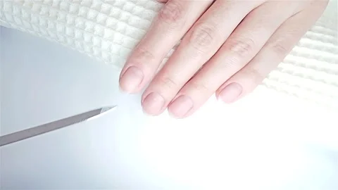 Gel polish manicure step-by-step video tutorial. Nails filling Stock Footage 277358592