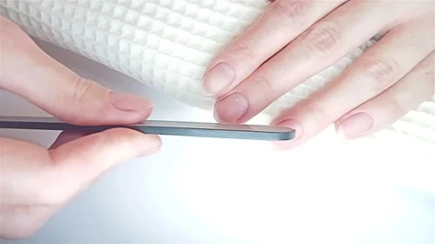 Gel polish manicure step-by-step video tutorial. Nails filling Stock Footage 277358813