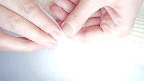 Gel polish manicure step-by-step video tutorial. Step 5 nail prep dehydrator Video stock 277359260