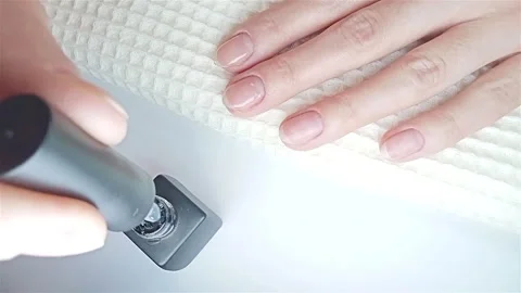 Gel polish manicure step-by-step video tutorial. Step 7 Nails base coat Video stock 277361738
