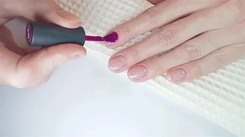 Gel polish manicure step-by-step video tutorial. Step 8 Nails gel polish Video stock 279678877
