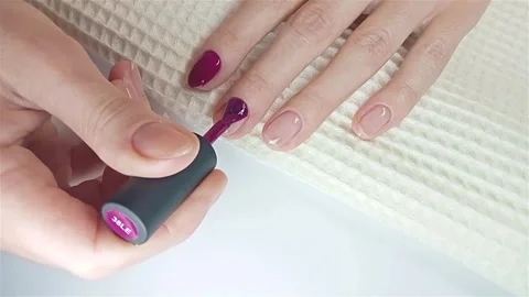Gel polish manicure step-by-step video tutorial. Step 8 Nails gel polish Video stock 279970539