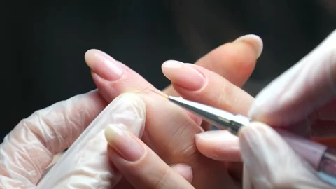 Gel polish manicure step-by-step video tutorial. Nails gel polish. The woman Stock Footage 311862462