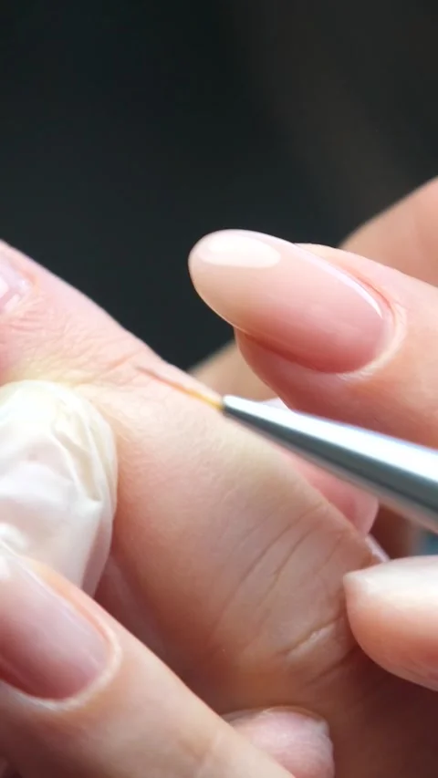 Gel polish manicure step-by-step video tutorial. Nails gel polish. The woman Stock Footage 313746615