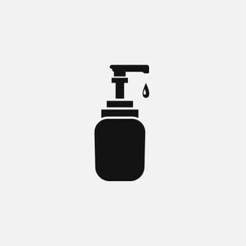 Gel washing hand flat black icon Stock Illustration