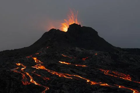 Geldingadalir Eruption Stock Photos