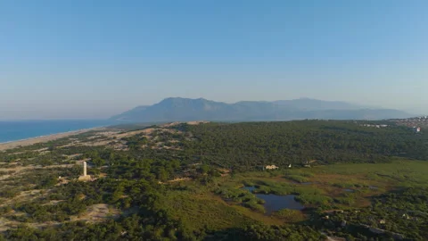 Gelemis, Turkey. Ancient Theatre complex at Patara with Kursunlu Hill, Video stock 321049751