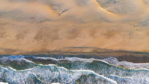Gelemis, Turkey. Top down view of wave patterns on Patara Beach sand, blue me Stock Photos