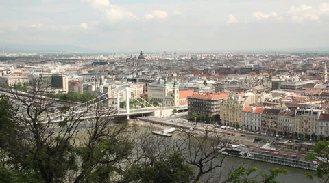 GELLERT HILL VIEW BUDAPEST DANUBE  Stock Footage 39234358