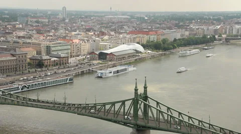 GELLERT HILL VIEW DANUBE, Budapest Stock Footage 39237688