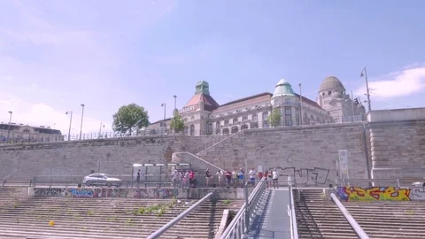 Gellert Hotel, docking, Buda side, Budapest Stock Footage 83764914