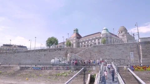 Gellert Hotel, docking, Buda side, Budapest Stock Footage 83764987
