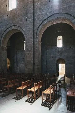 Gellone Abbey interior, Saint-Guilhem-le-Dﾎsert, Occitanie region, France Stock Photos