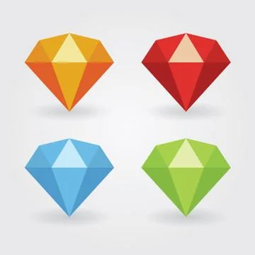 Gem icons in various colours Stock Illustration