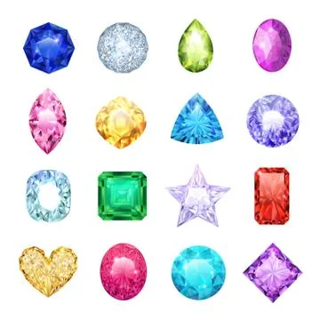 Gem Realistic Icon Set 스톡 일러스트