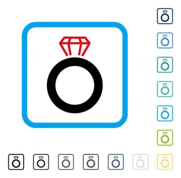 Gem Ring Framed Vector Icon 스톡 일러스트