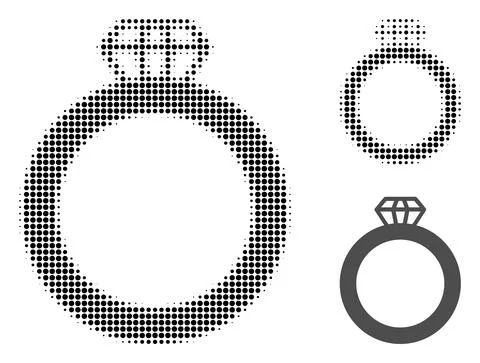 Gem Ring Halftone Dotted Icon 스톡 일러스트