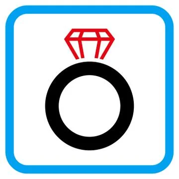 Gem Ring Vector Icon in a Frame Stock Illustration