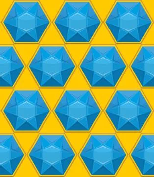 Gem Sapphire seamless pattern. Vector background of blue gemstones. Stock Illustration