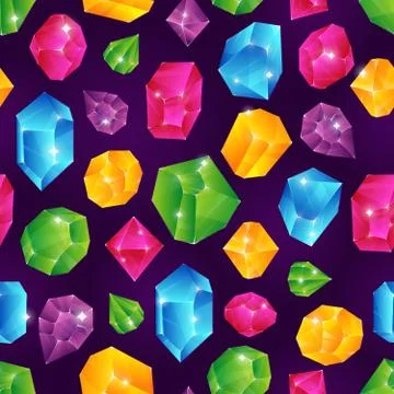 Gem seamless pattern. Colored diamonds jewels precious diamond stone ruby 스톡 일러스트