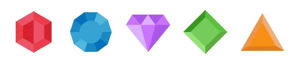 Gem set vector icon isolated on white background Stock Illustration