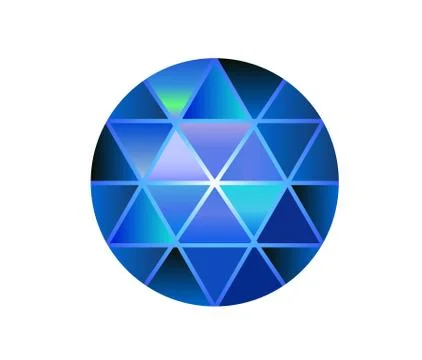 Gem stone, round diamond on white. Polygonal vector ball. multicolor gradient Stock Illustration