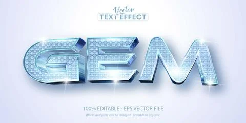 Gem text, shiny diamond textured style editable text effect Stock Illustration