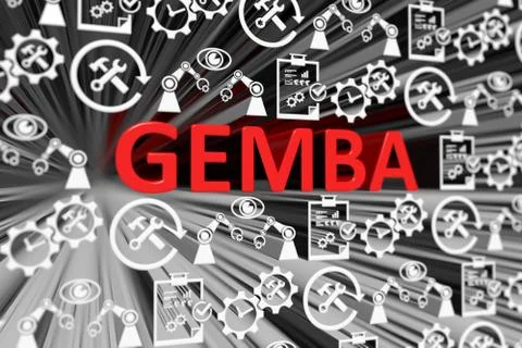GEMBA concept blurred background 3d render illustration Stock Illustration