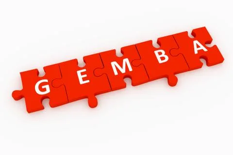 Gemba concept puzzle white background 3D illustration Stock Illustration