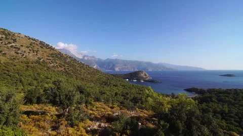 Gemiler Ancient Island Aerial Stock Footage 80904063