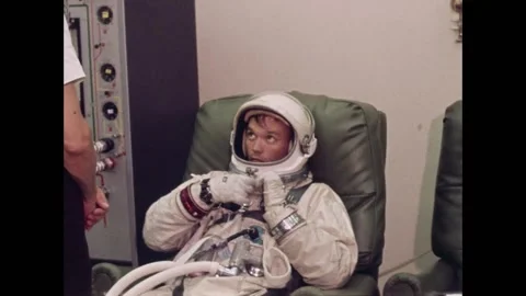 Gemini 10 astronaut Michael Collins suiting up Stock Footage 263444917