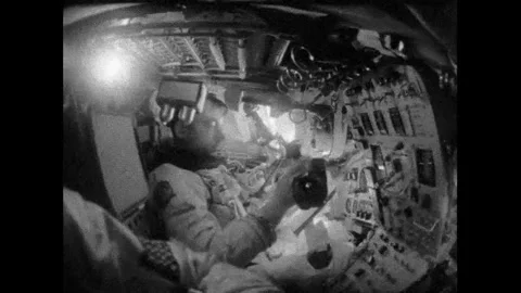 Gemini 10 in-cabin on-orbit views Michael Collins and John Young Video stock 263444914