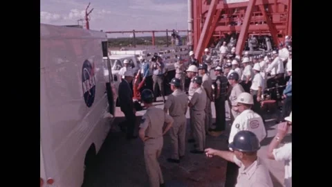 Gemini 12 crew arrival at launch pad Stock Footage 263444829